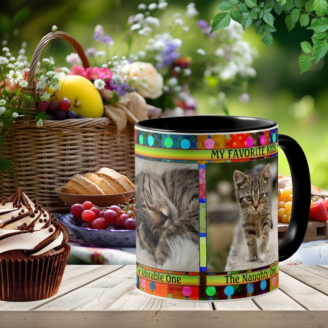 Colourful Funny Cat Mum Photo  Mug (Colorful funny cat mom photo mug. A delightful gift for a mom and cat lover)