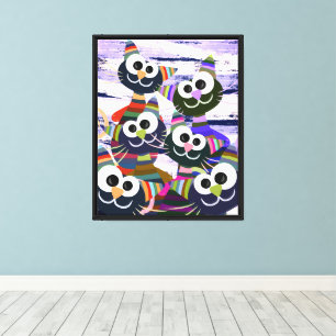 Colourful funny cats canvas print