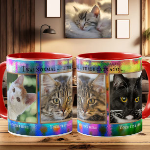 Colourful Funny Cats Custom Photo Mug