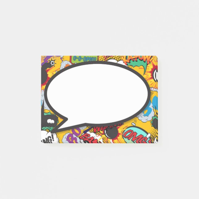 Colourful Funny Comic Book Speech Bubble Post-it Notes (Front)