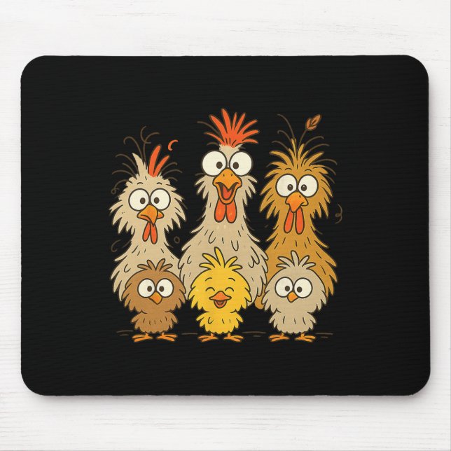 Colourful Funny Eagerlys Chicken Art Crazy Chicken Mouse Pad (Front)