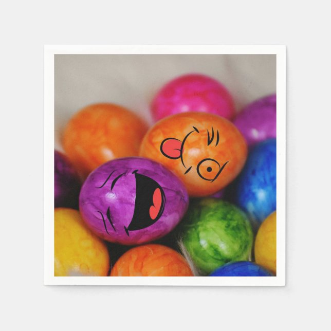Colourful Funny Easter Eggs Napkin (Front)