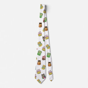 Colourful Funny Funky Cats Pattern Tie