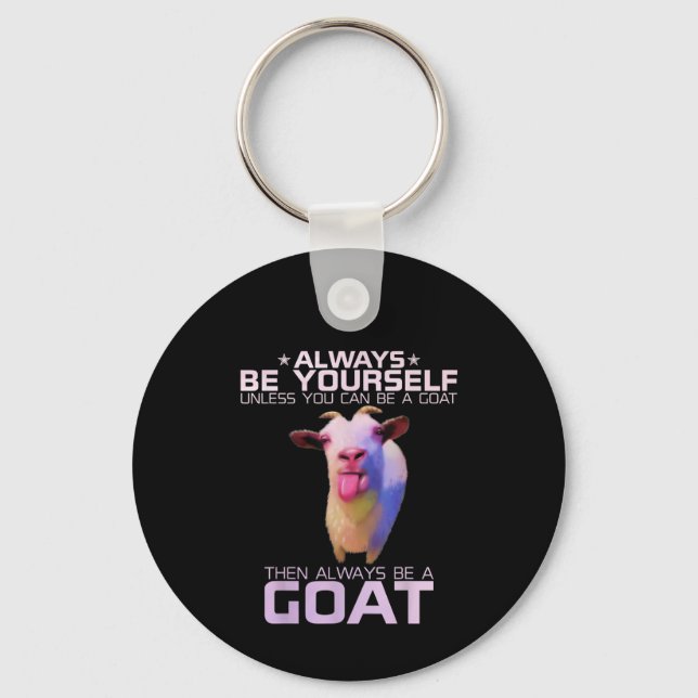 Colourful Funny Goat Gift Key Ring (Front)