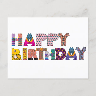 Colourful Funny Happy Birthday Postcard