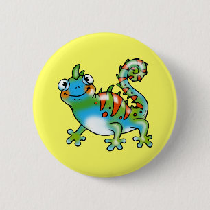 Colourful funny lizard 6 cm round badge
