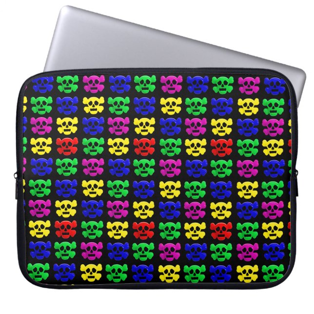 Colourful funny skull laptop sleeve (Front)