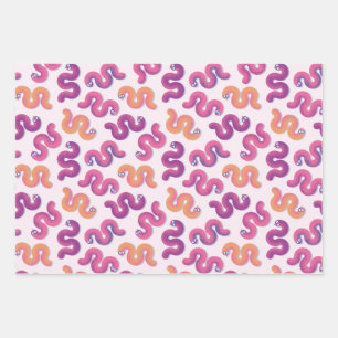 Colourful funny snakes (Pink, purple and orange) Wrapping Paper Sheet
