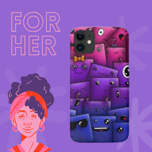 Colourful Funny Sparkling Square Faces Modern Case-Mate iPhone Case