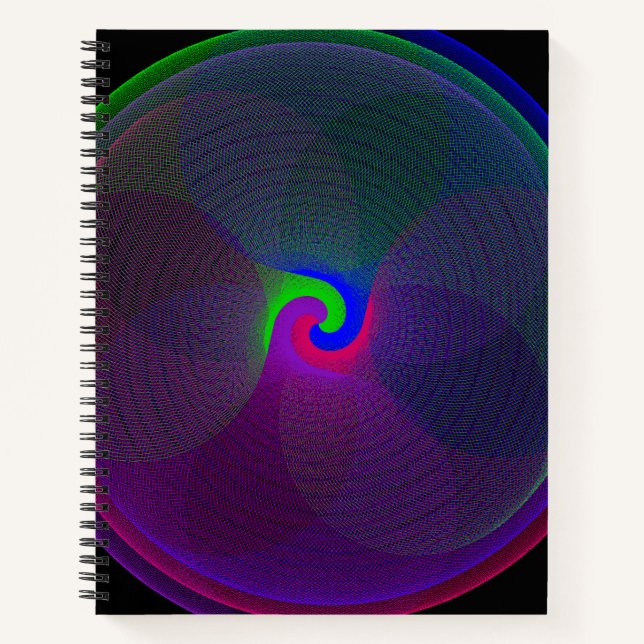 Colourful Fused Centre Geometric Spiral Notebook (Front)