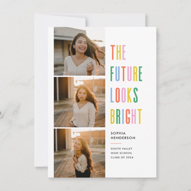 Colourful Future Looks Bright Grad Announcement (Front)