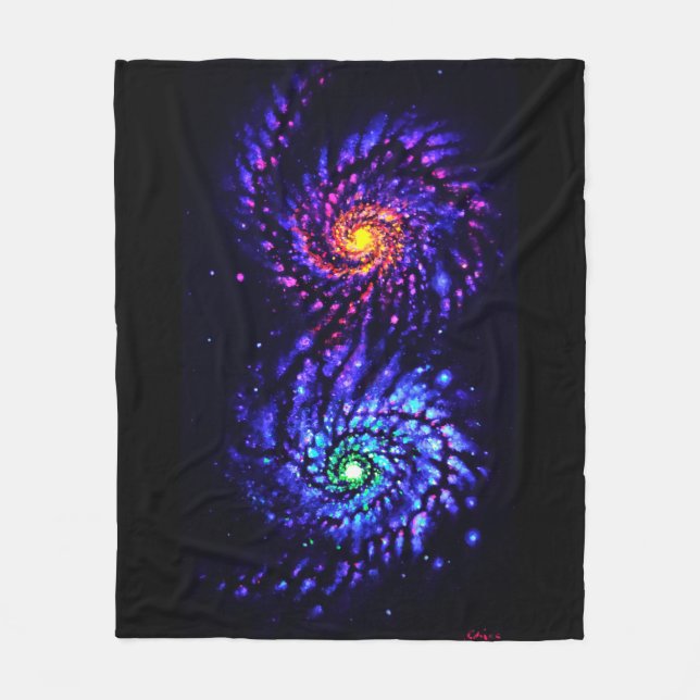 Colourful galaxies  fleece blanket (Front)