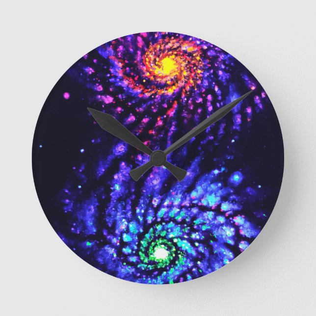 Colourful galaxies round clock (Front)