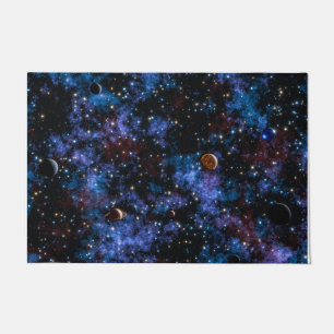 Colourful galaxies, stars and planets doormat