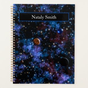 Colourful galaxies, stars and planets name planner