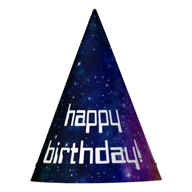 Colourful Galaxy Birthday Party Hat (Front)