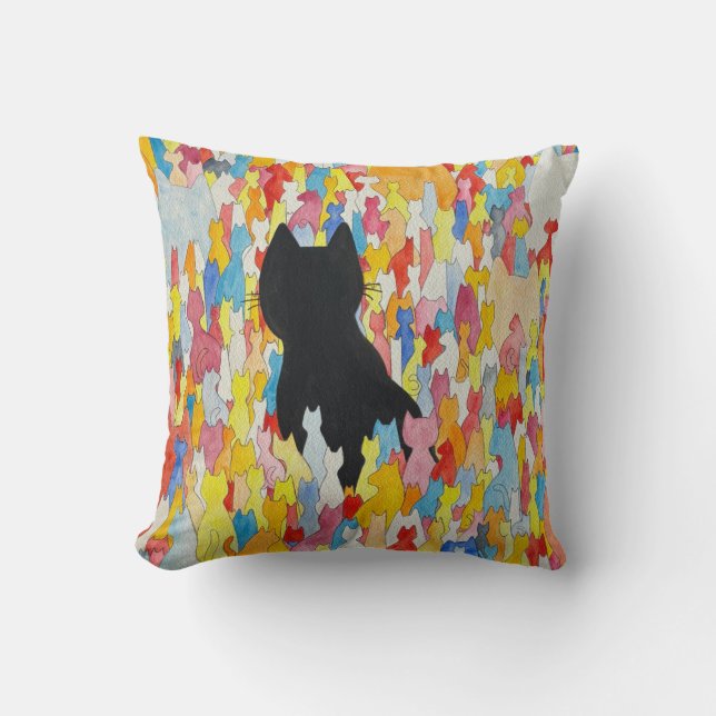 Colourful Galaxy Cats Pillow (Front)
