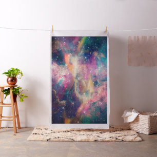 Colourful Galaxy Nebula Watercolor Painting Fabric