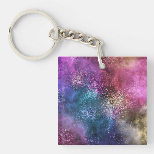 Colourful Galaxy Pattern Key Ring (Front)