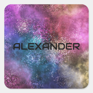 Colourful Galaxy Pattern Square Sticker