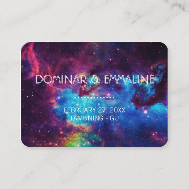 Colourful Galaxy Wedding Place Cards (Front)