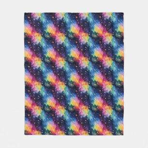 Colourful Galaxy with Stars and Spirals Fleece Blanket