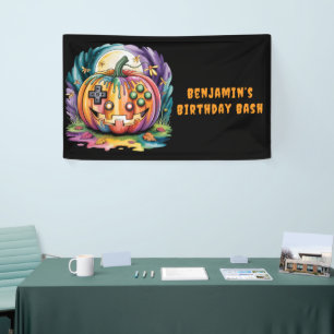 Colourful Gamer Pumpkin Halloween Bash  Banner