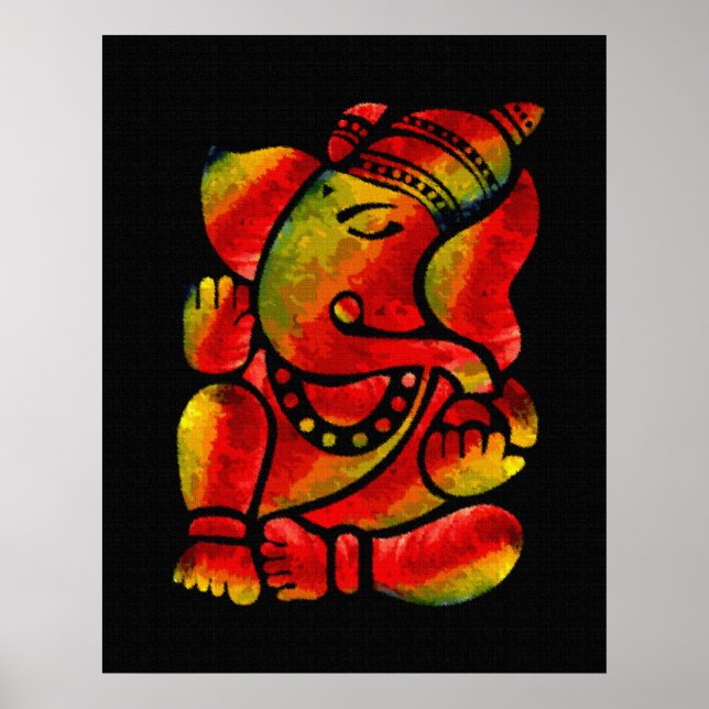 Colourful Ganesha Canvas Oil Painting Poster (Front)