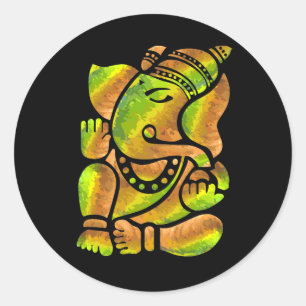 Colourful Ganesha Painting Classic Round Sticker