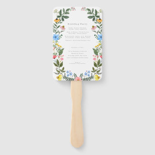 Colourful Garden Arch with Wildflower wedding Hand Fan