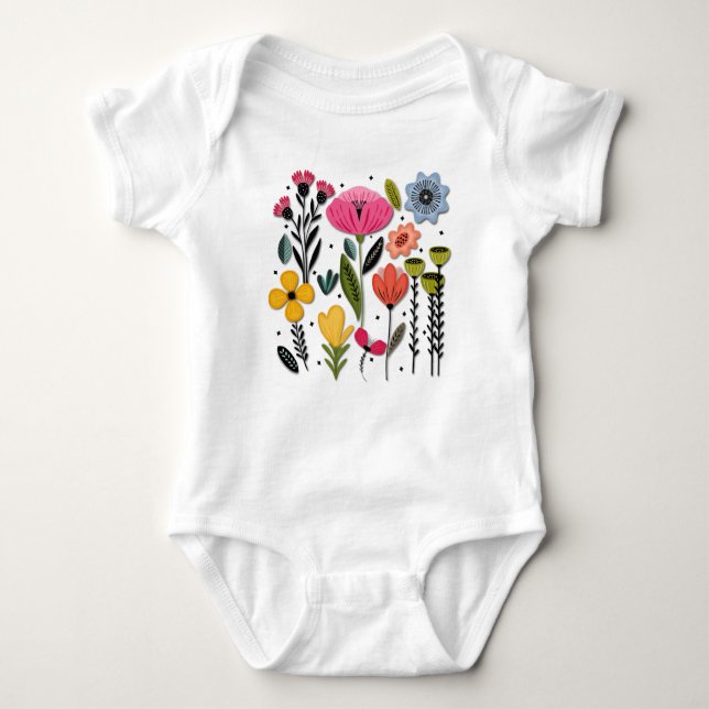 Colourful Garden Baby Bodysuit (Front)