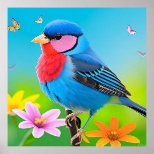 Colourful Garden Bird Print Wall Decor Bird Lovers