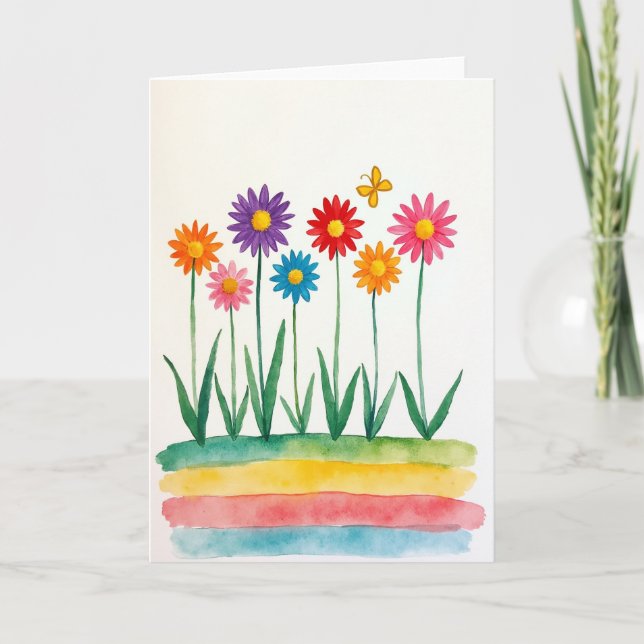Colourful Garden Birthday Card (Front)