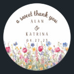 Colourful Garden Boho Wildflower Sticker<br><div class="desc">This floral sticker showcases enchanting watercolor wildflowers, creating a vibrant and picturesque garden scene. The colours are diverse, incorporating lively shades of pink, purple, blue, and yellow, capturing the essence of a blossoming meadow. To personalise this further, click the "customise further" link and utilise our design tool to adjust this...</div>