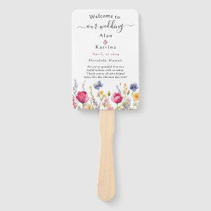 Colourful Garden Boho Wildflowers Hand Fan