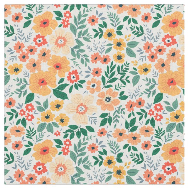 Colourful Garden Bouquet Pattern Fabric (Close Up)