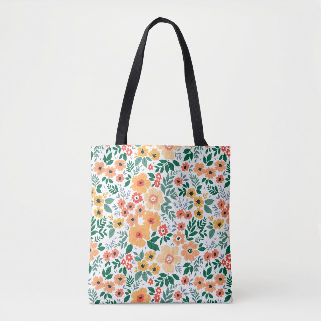 Colourful Garden Bouquet Pattern Tote Bag (Front)