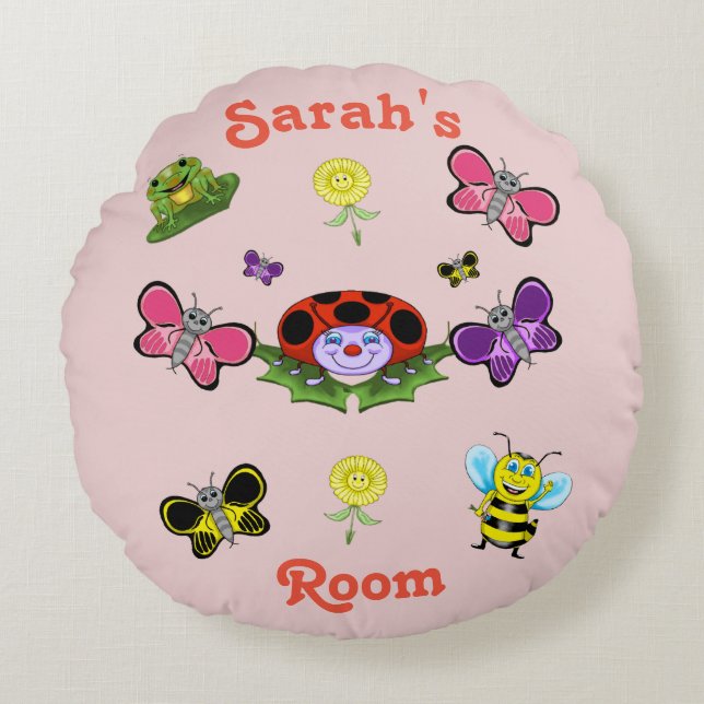 Colourful Garden Custom Round Throw Pillow (Front)