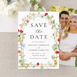 Colourful Garden Floral Arch Photo Wedding Save The Date