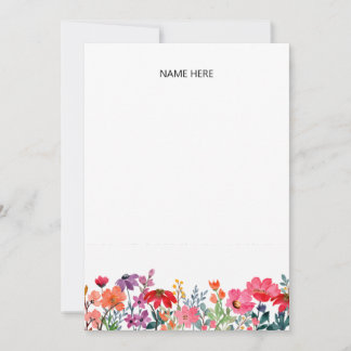 Colourful garden floral personalised stationery card