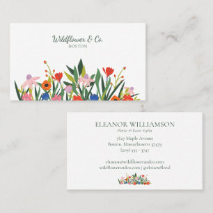 Colourful Garden Floral Wildflower Florist Design  Business Card