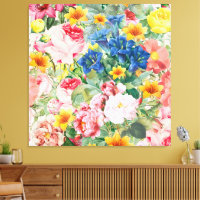 Colourful Garden Flowers - Boho Floral Pillow