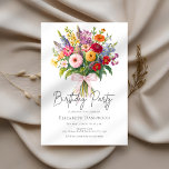 Colourful Garden Flowers Bouquet Pink Bow Birthday Invitation<br><div class="desc">A simple and elegant design featuring a watercolor-painted bouquet of vibrant garden flowers,  tied with a soft pink bow. This charming and feminine design is perfect for spring or summer birthdays,  garden party themes,  floral-themed parties,  or farmer's market-themed celebrations.</div>