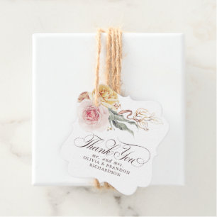 Colourful Garden Flowers Elegant Thank You Favour Tags