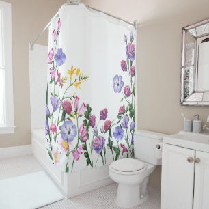 Colourful Garden Flowers Floral Border Modern Shower Curtain