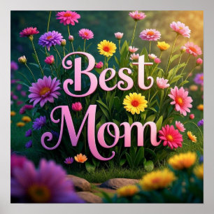 Colourful Garden Flowers For Mother's Day Poster