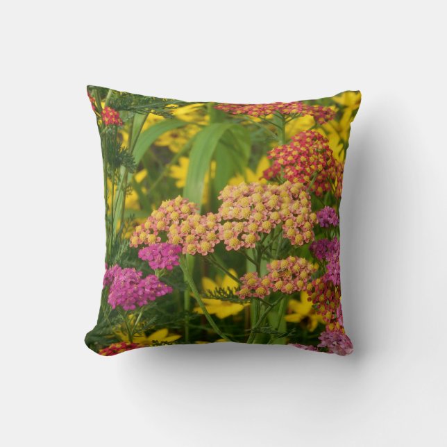 Colourful Garden Flowers Pillow (Front)