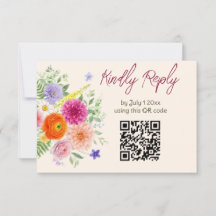 Colourful Garden Flowers Wedding Website QR Code