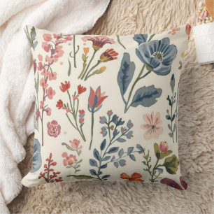 Colourful Garden Flowers Wildflower Spring Meadow Cushion