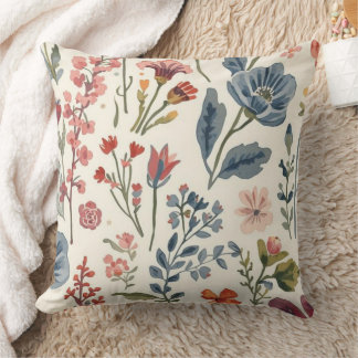 Colourful Garden Flowers Wildflower Spring Meadow Cushion
